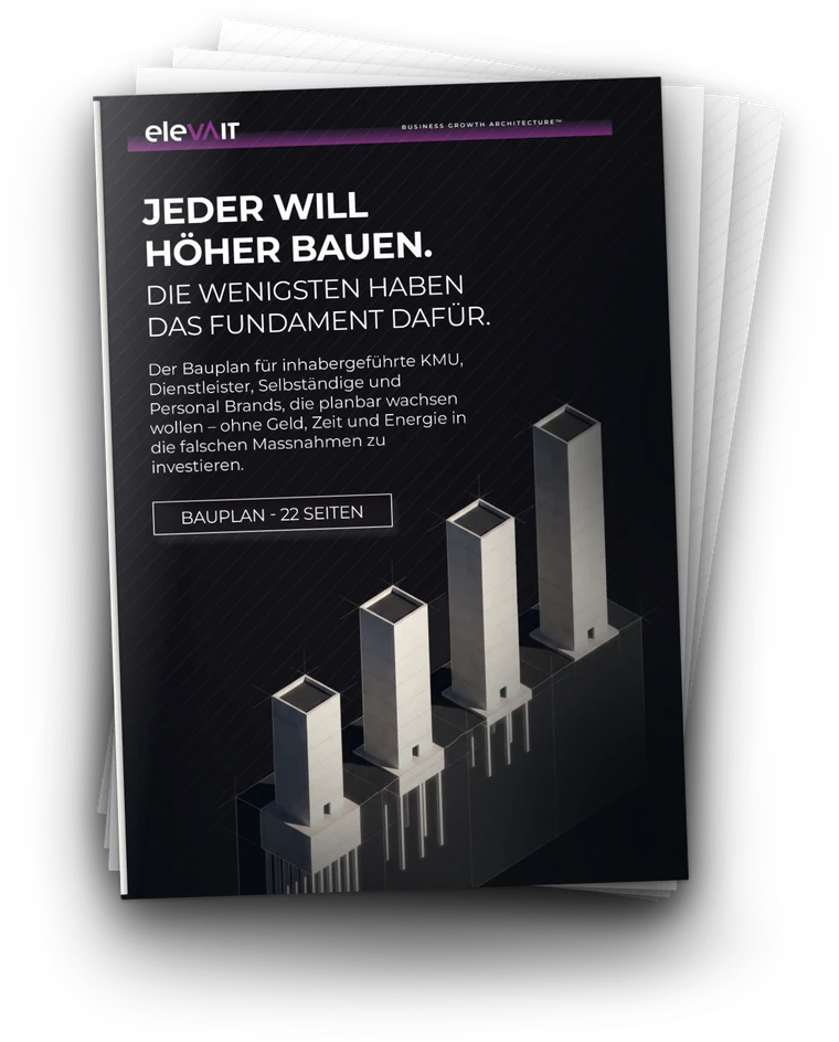 Der Bauplan als Stapel: das dunkle Cover mit dem Titel «Jeder will höher bauen» auf mehreren weissen Seiten.